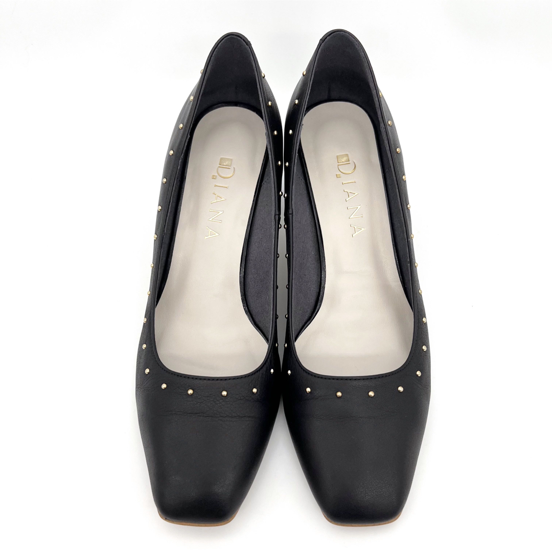 DIANA(ダイアナ)の✨美品✨ ダイアナ 24.5cm パンプス ブラック スタッズ レザー 黒 本革 レディースの靴/シューズ(ハイヒール/パンプス)の商品写真