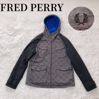 FRED PERRY フレッドペリー 中綿ジャケット グレー　水玉　刺繍　XL 