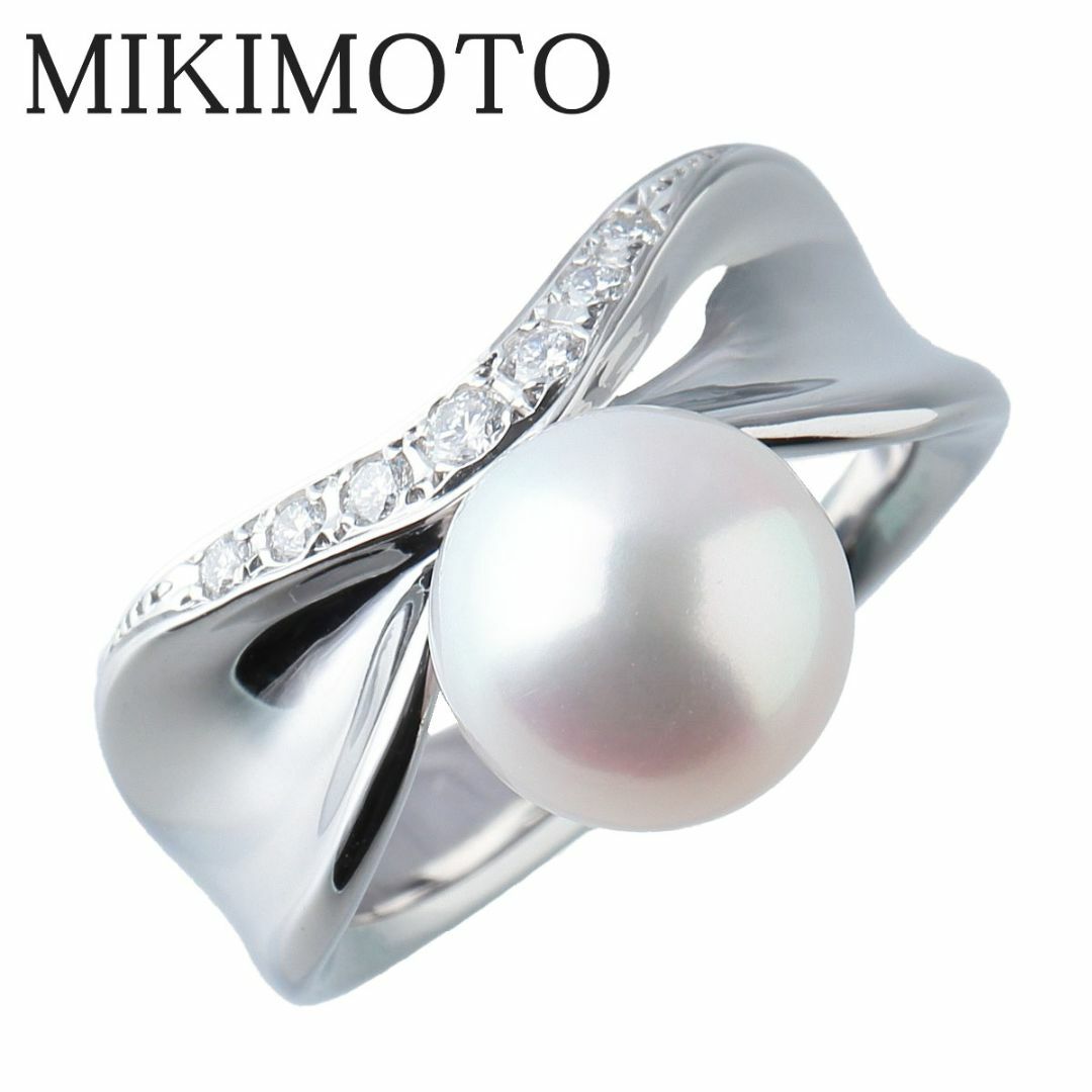 MIKIMOTO アコヤパール 真珠 サファイア ダイヤモンド ネックレス K14WG レディース
