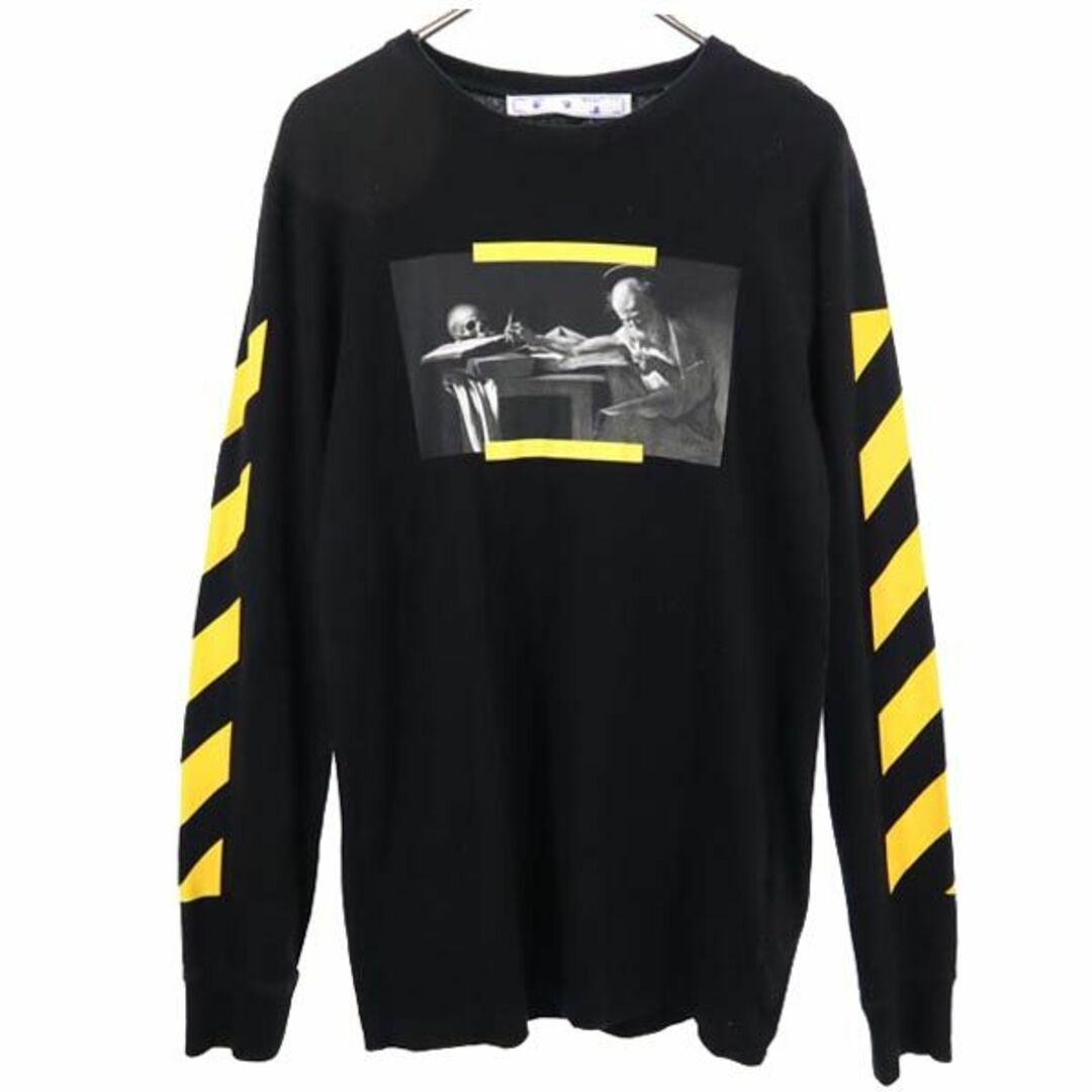 オフホワイト 長袖 Tシャツ M ブラック系 OFF-WHITE ロンT メンズ  【231124】ブランド