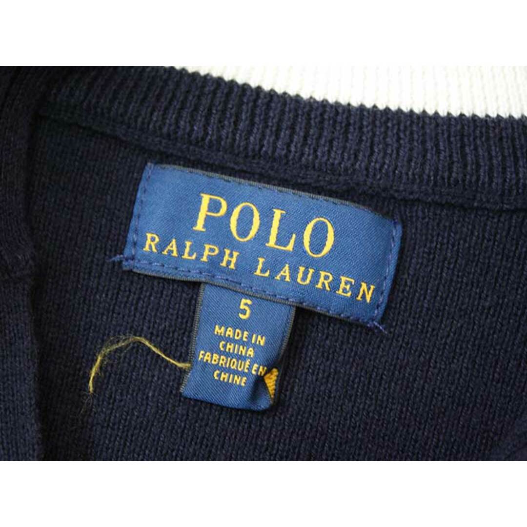 Ralph Lauren(ラルフローレン)の●ラルフローレン/Ralph Lauren●115cm ニットブルゾン/セーター 紺×白【中古】子供服 キッズ kids 男の子 秋 729022 キッズ/ベビー/マタニティのキッズ服女の子用(90cm~)(ジャケット/上着)の商品写真