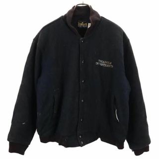 アーバンスポーツウェア 70s 80s USA製 ウール ブレンド スタジャン L ネイビー系 AUBURN SPORTS WEAR メンズ 古着 【231124】(スタジャン)