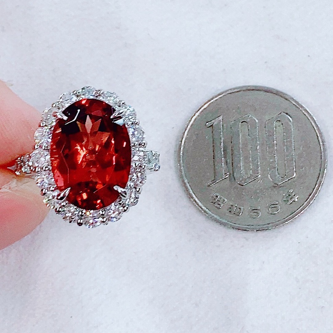 11g★7.28ct★✨大粒トルマリン1.70ctダイヤモンドプラチナリング指輪 レディースのアクセサリー(リング(指輪))の商品写真