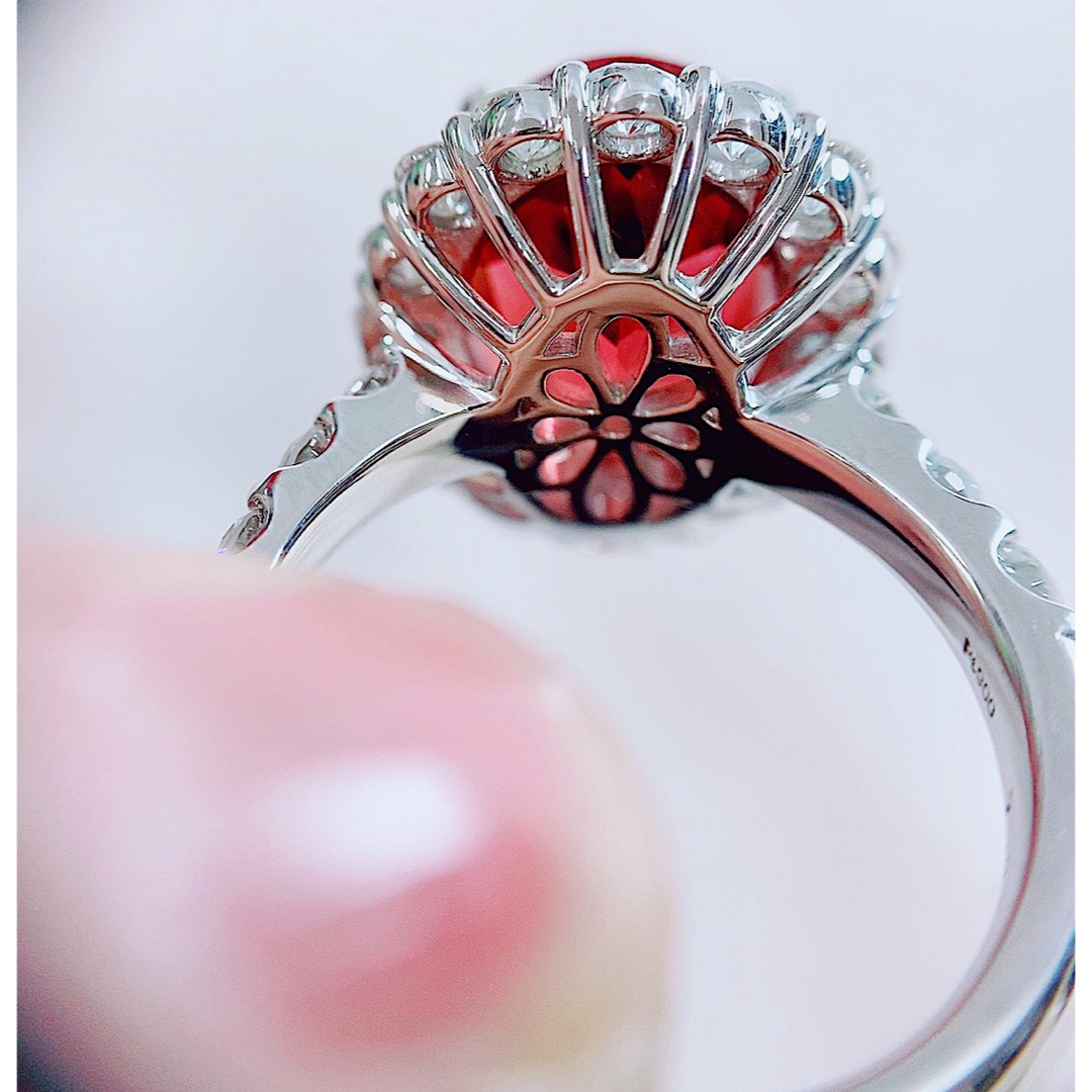 11g★7.28ct★✨大粒トルマリン1.70ctダイヤモンドプラチナリング指輪 レディースのアクセサリー(リング(指輪))の商品写真