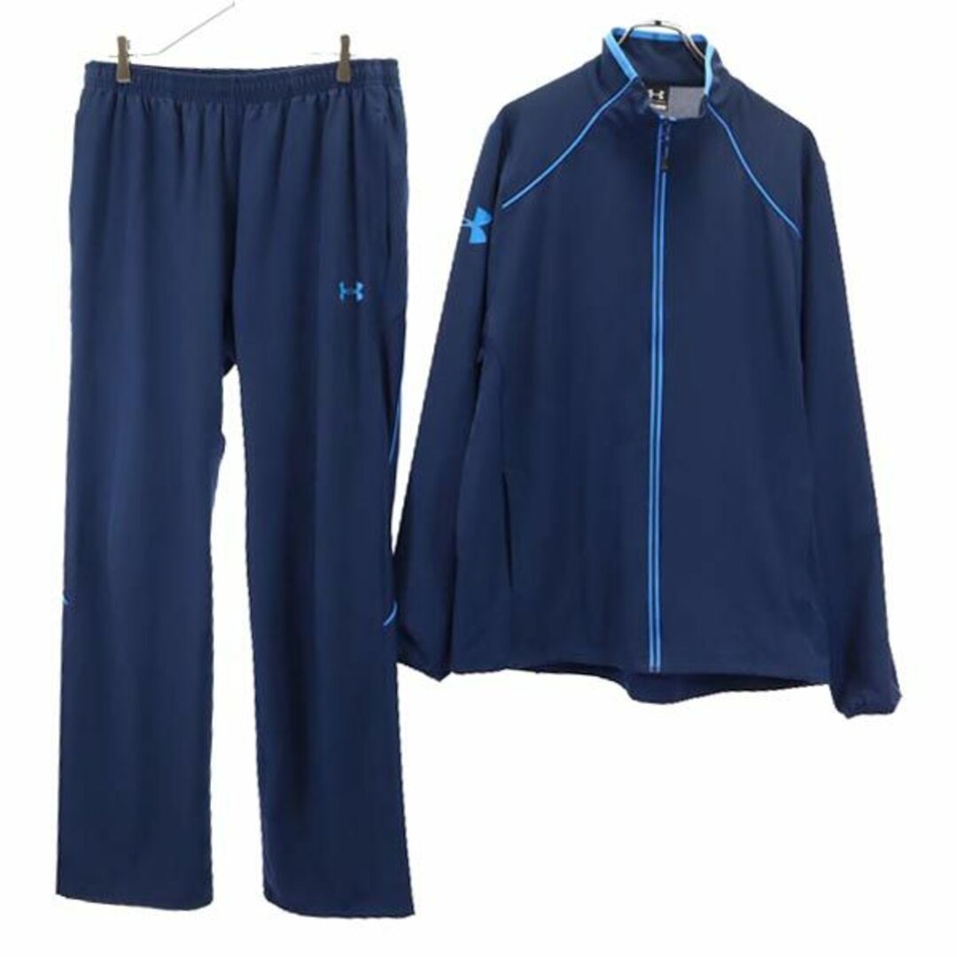 アンダーアーマー ウインドブレーカー 上下 セットアップ XL ネイビー×ブルー UNDER ARMOUR ジャケット ロング パンツ メンズ  【中古】 【231124】 | フリマアプリ ラクマ