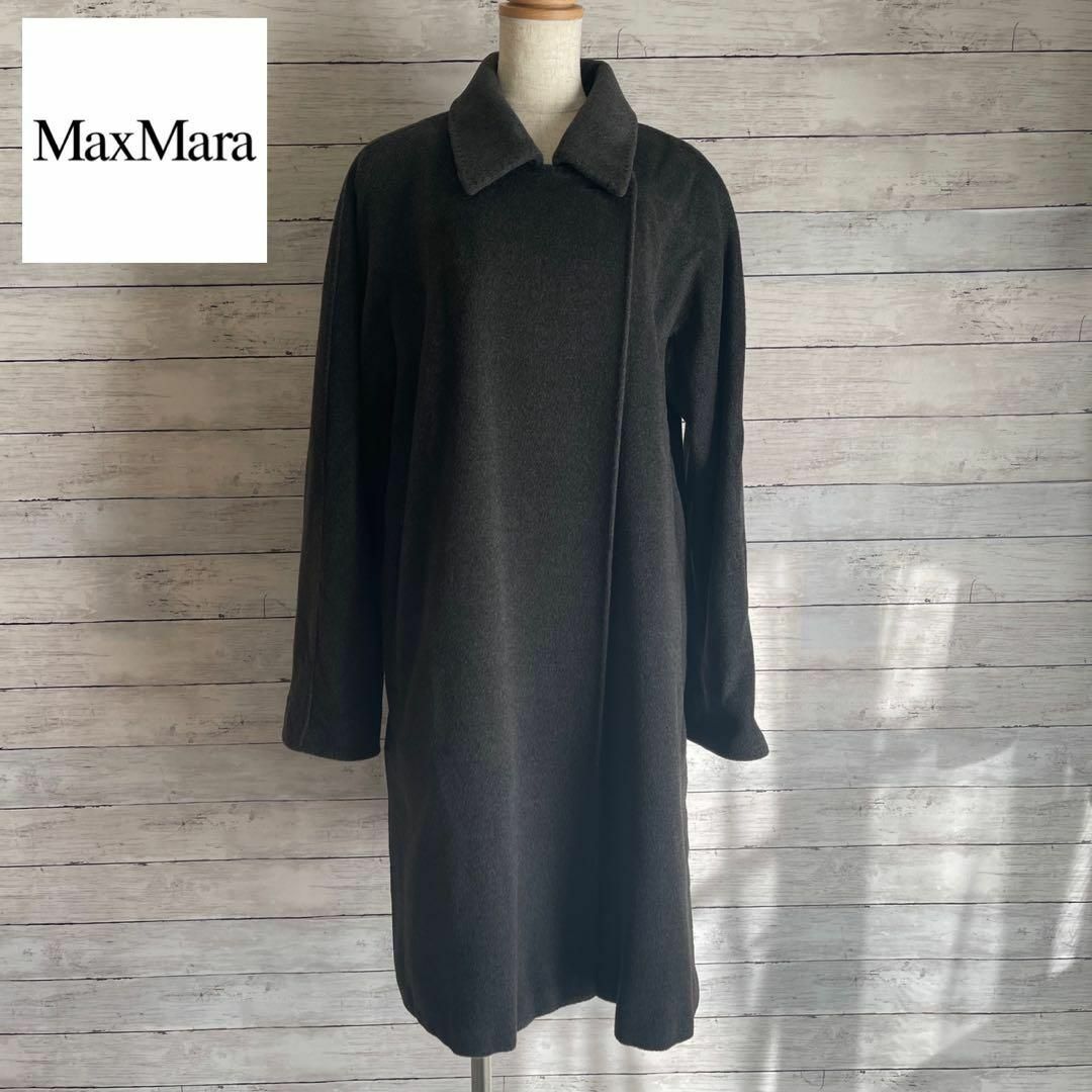 美品　MAX MARA　最高級白タグ　ポンチョ風ロングコート　グレー　40 | フリマアプリ ラクマ