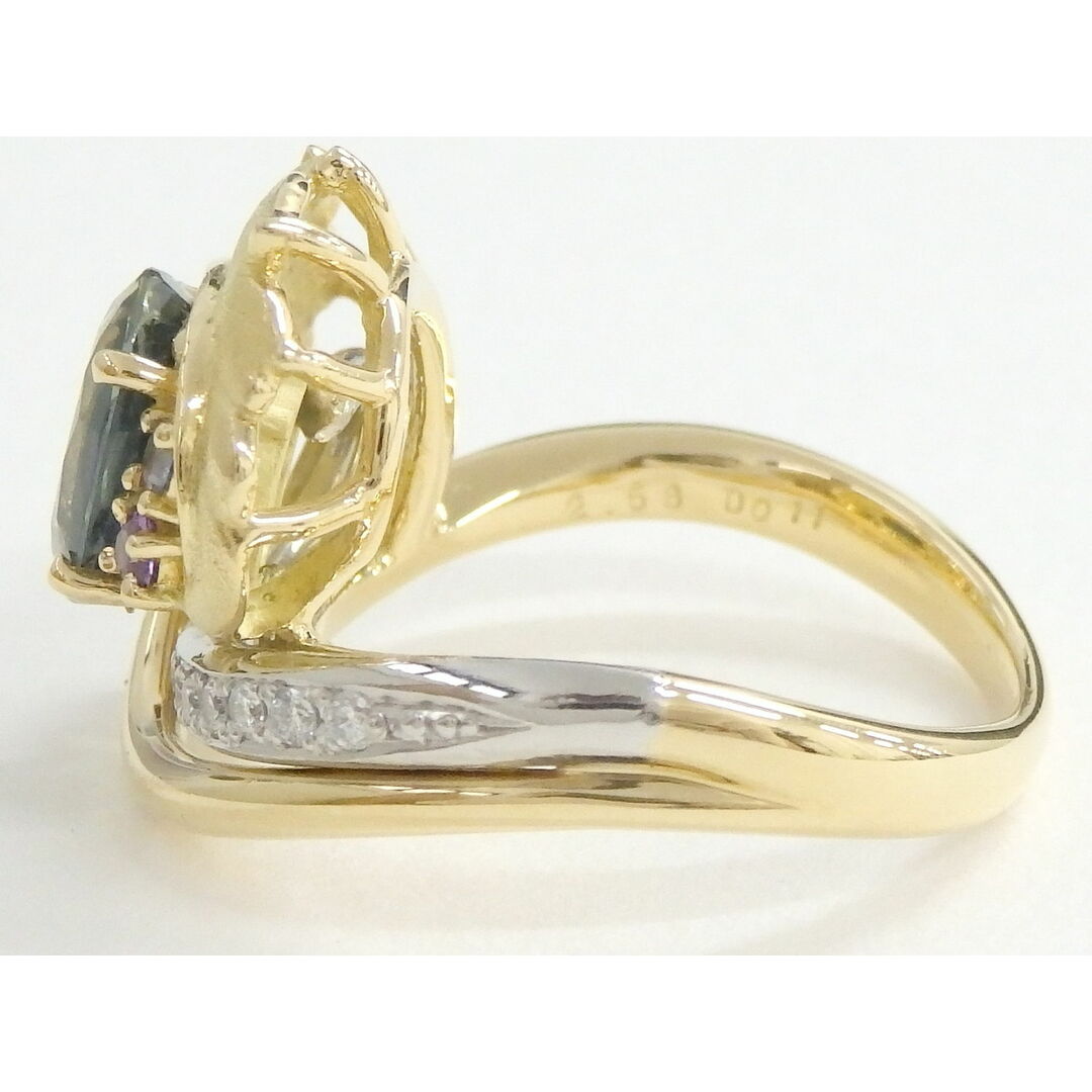 ゴールドプラチナ コンビリング サファイアダイヤ付きアンティーク指輪