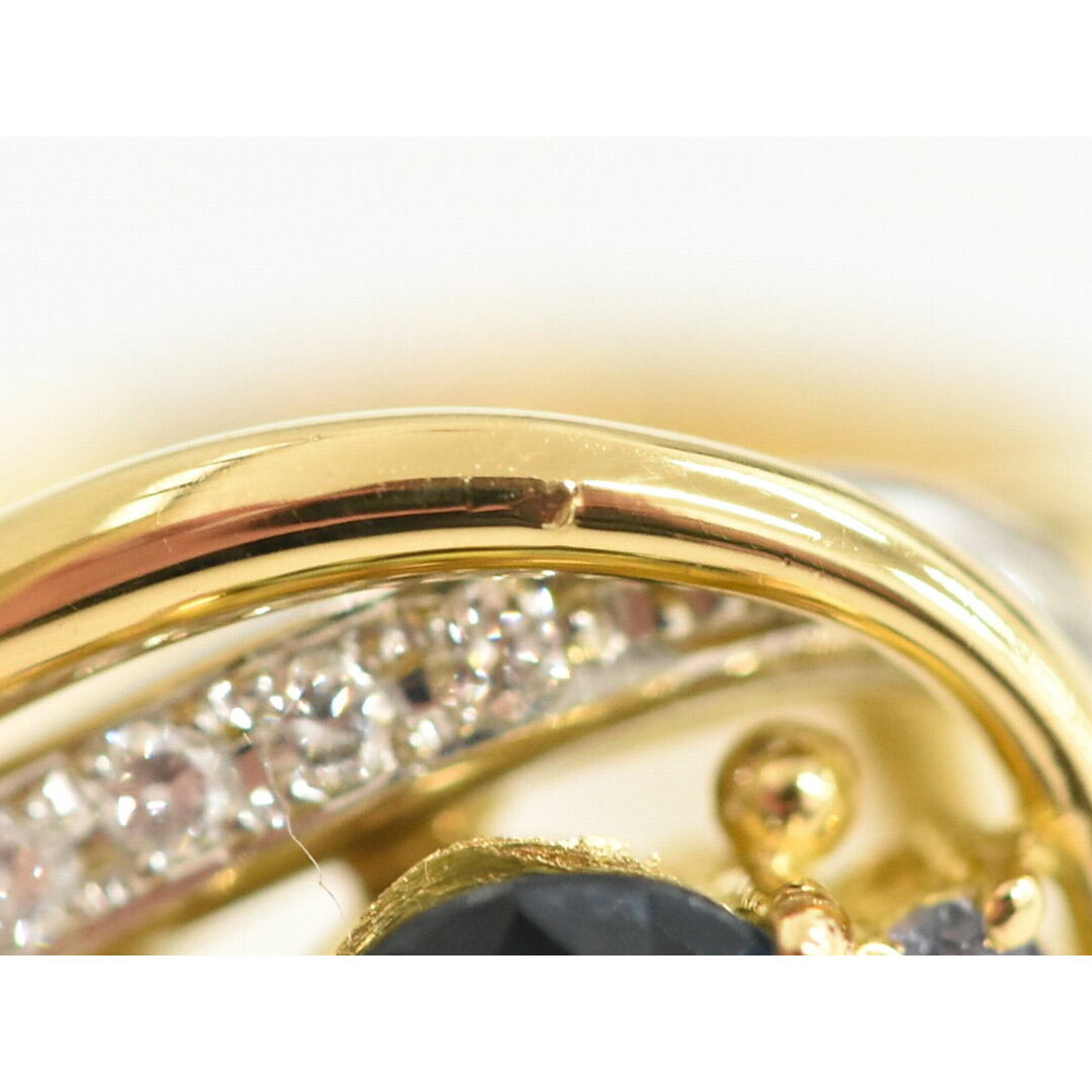 本物 サファイア 2.58ct ダイヤモンド 0.11ct K18 YG Pt900 コンビ リング 指輪 12号 イエローゴールド プラチナ ブルー アクセサリー ジュエリー 中古 レディースのアクセサリー(リング(指輪))の商品写真