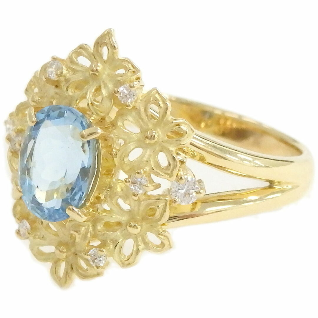 本物 ブルートパーズ 1.29ct ダイヤモンド 0.13ct K18 YG リング 指輪 16号 イエローゴールド ブルー アクセサリー ジュエリー 中古 レディースのアクセサリー(リング(指輪))の商品写真
