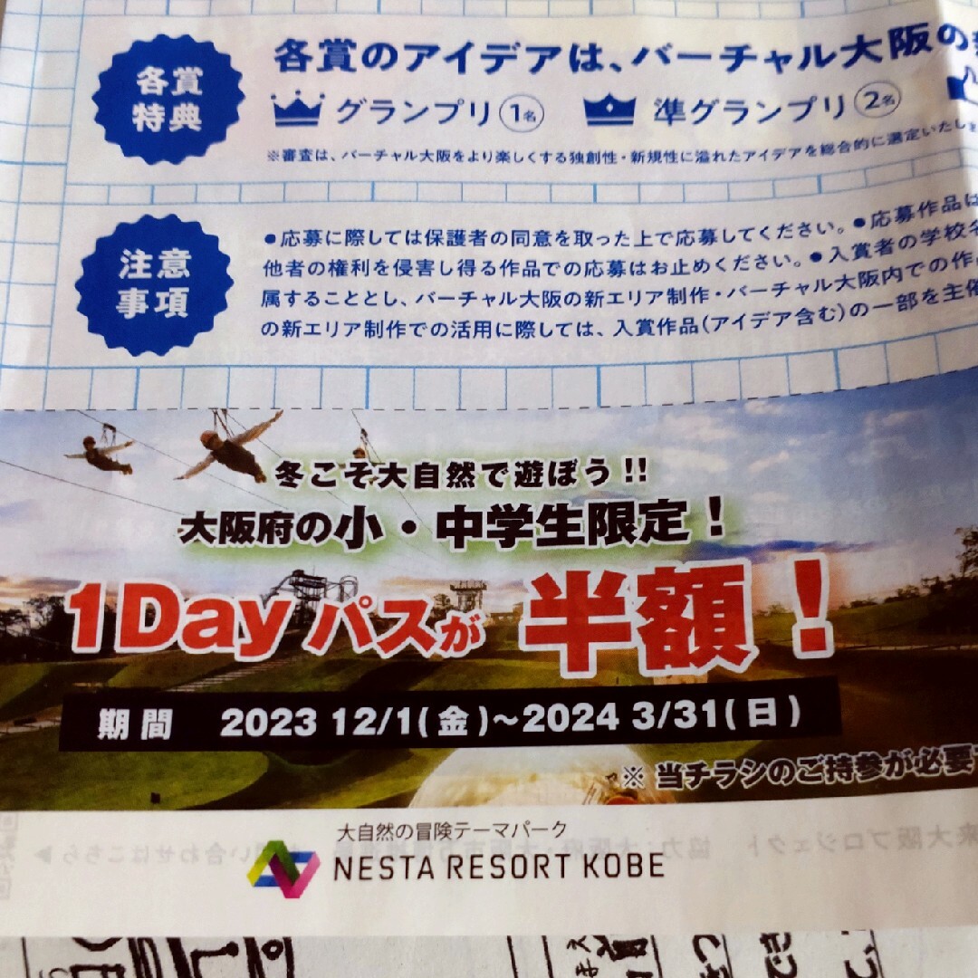 ネスタリゾート神戸　半額クーポン チケットの施設利用券(遊園地/テーマパーク)の商品写真