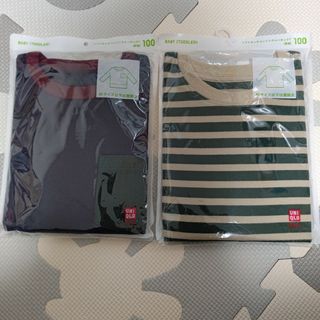 ユニクロ(UNIQLO)の【100サイズ】ユニクロ ソフトタッチコットンクルーネックT(長袖)2枚セット(Tシャツ/カットソー)