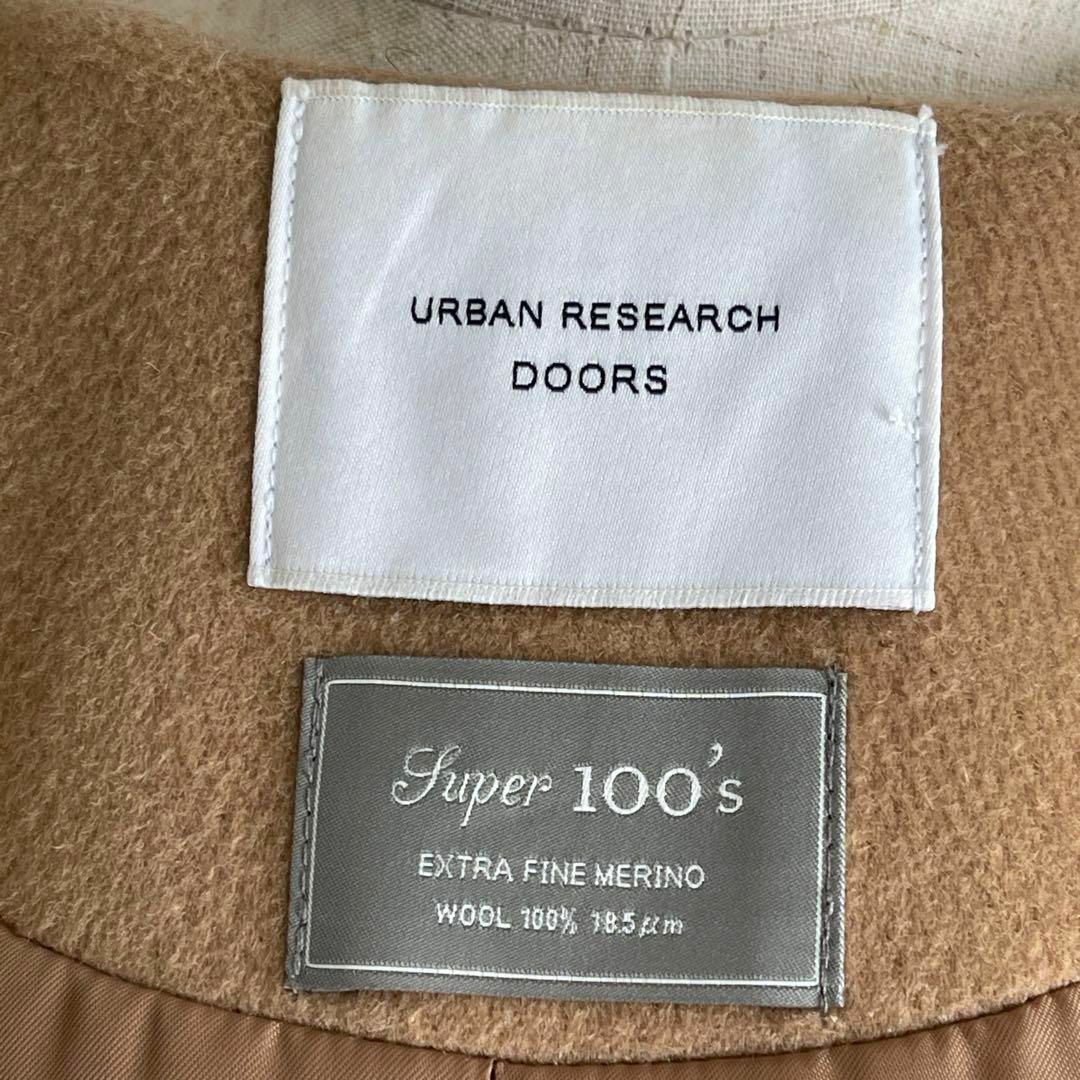 URBAN RESEARCH DOORS(アーバンリサーチドアーズ)の美品　アーバンリサーチドアーズ　ウールノーカラーコート　Super100's レディースのジャケット/アウター(ロングコート)の商品写真