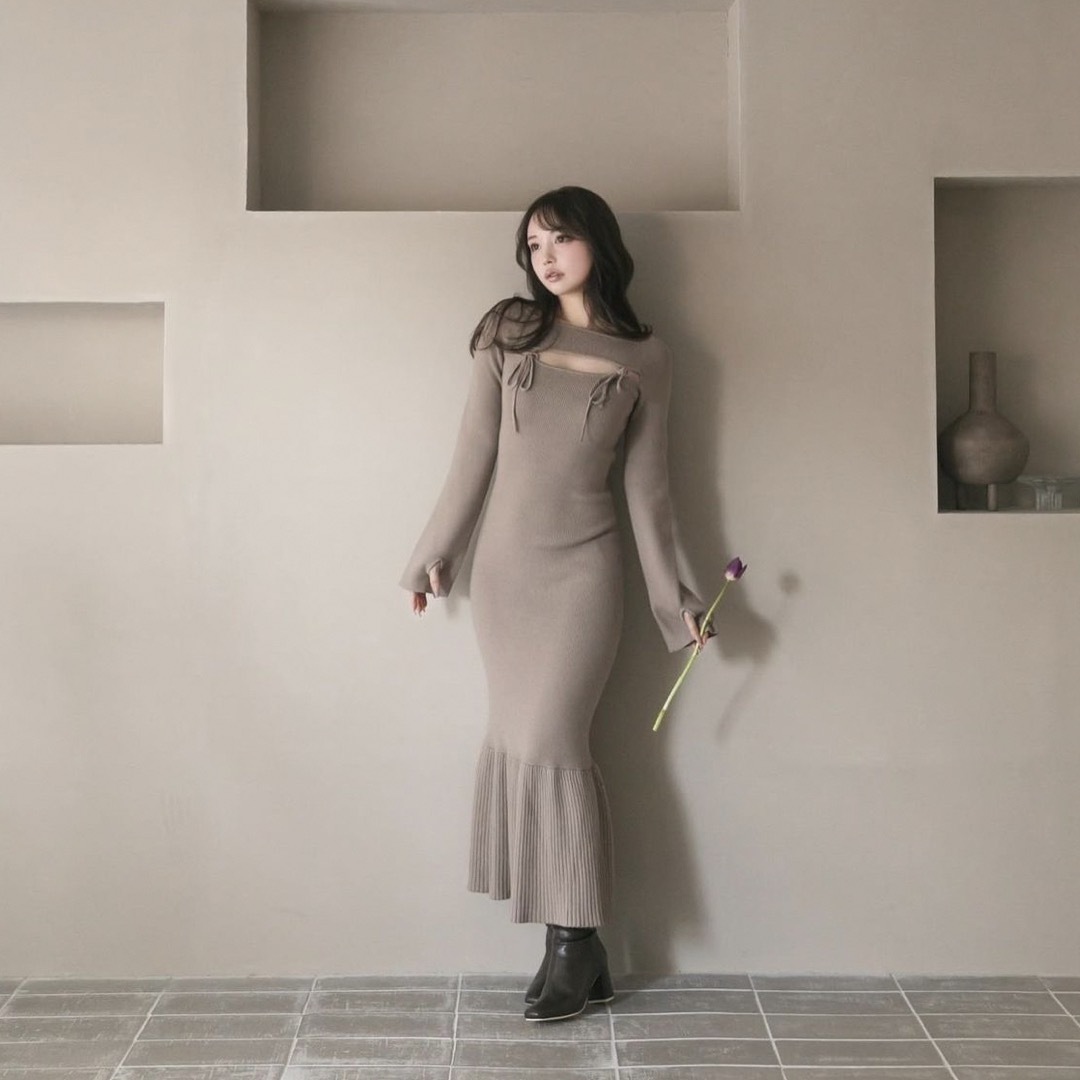 グレージュ試着のみbebe knit dress / andmary