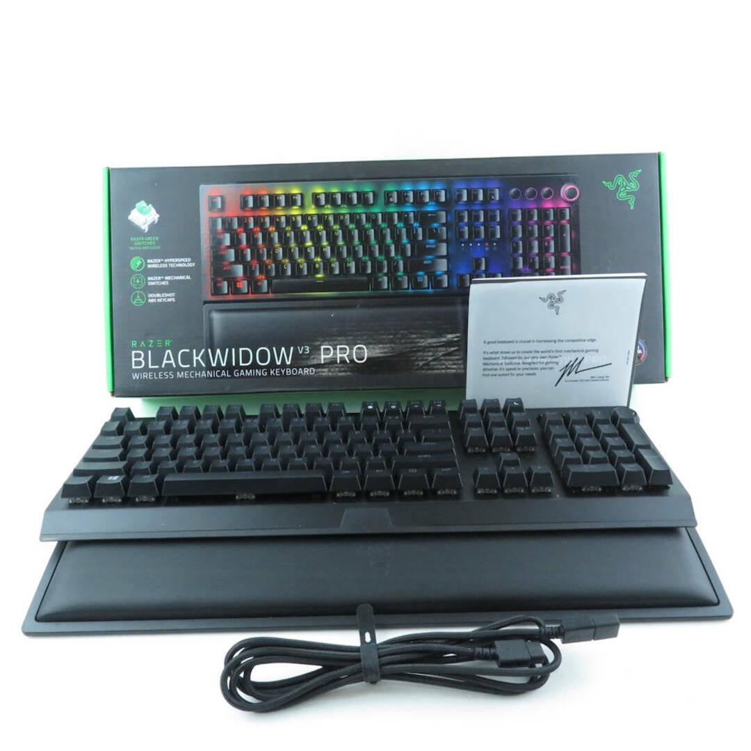 美品 RAZER レイザー BLACKWIDOW V3 PRO RZ03-03530100 ゲーミングキーボード 1点 FPS eスポーツ PC周辺機器 MIDORI 緑軸 兼用 HY728CPC/タブレット