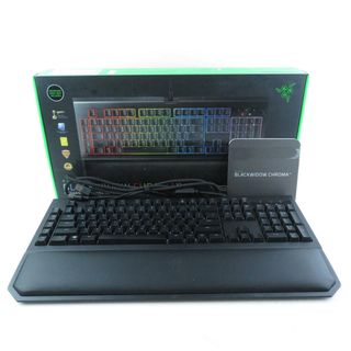 レイザー(LAZER)の美品 RAZER レイザー BLACKWIDOW CHROMA V2 RZ03-02030100 ゲーミングキーボード 1点 FPS eスポーツ PC周辺機器 MIDORI 緑軸 兼用 HY730C (PC周辺機器)