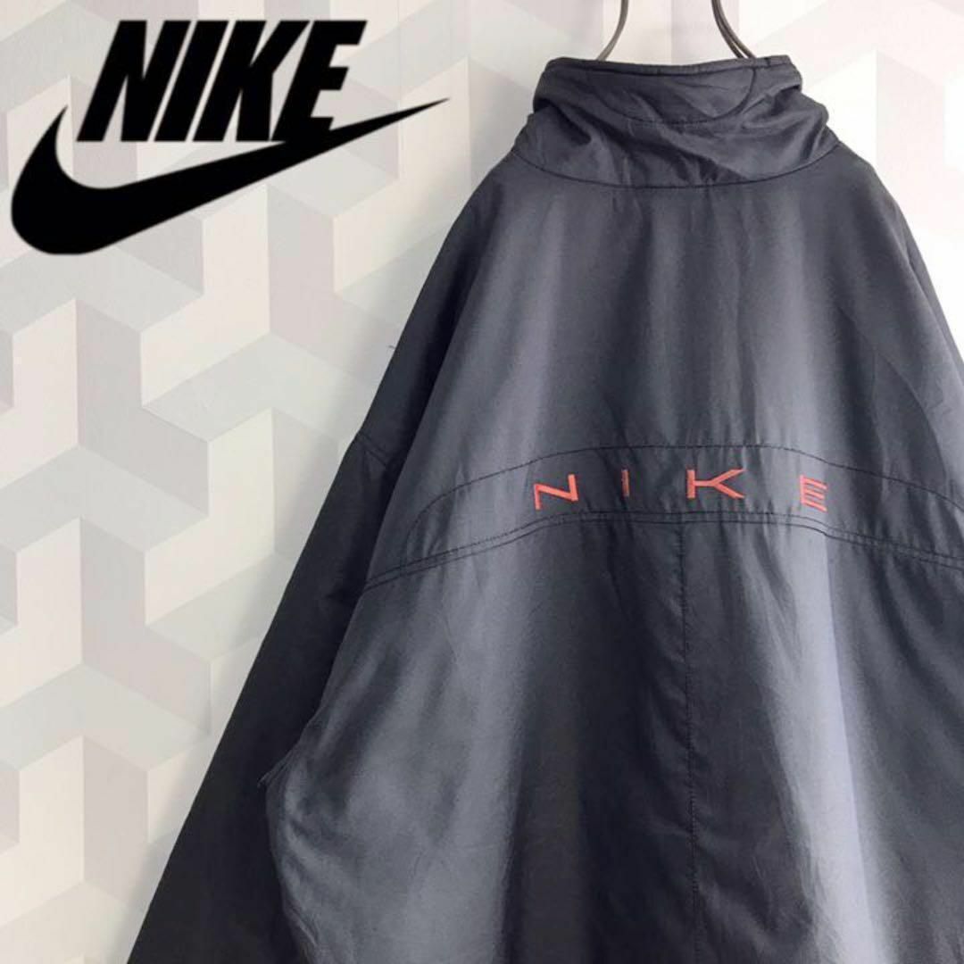 ナイロンジャケット【90s ヴィンテージ ナイキ】XL 刺繍ロゴナイロンパフジャケット nike