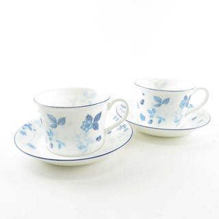 ウェッジウッド(WEDGWOOD)の美品 WEDGWOOD ウェッジウッド ストロベリーブルー カップ＆ソーサー 2客 ペア デルフィ コーヒー ティー 兼用 SY7495D (グラス/カップ)