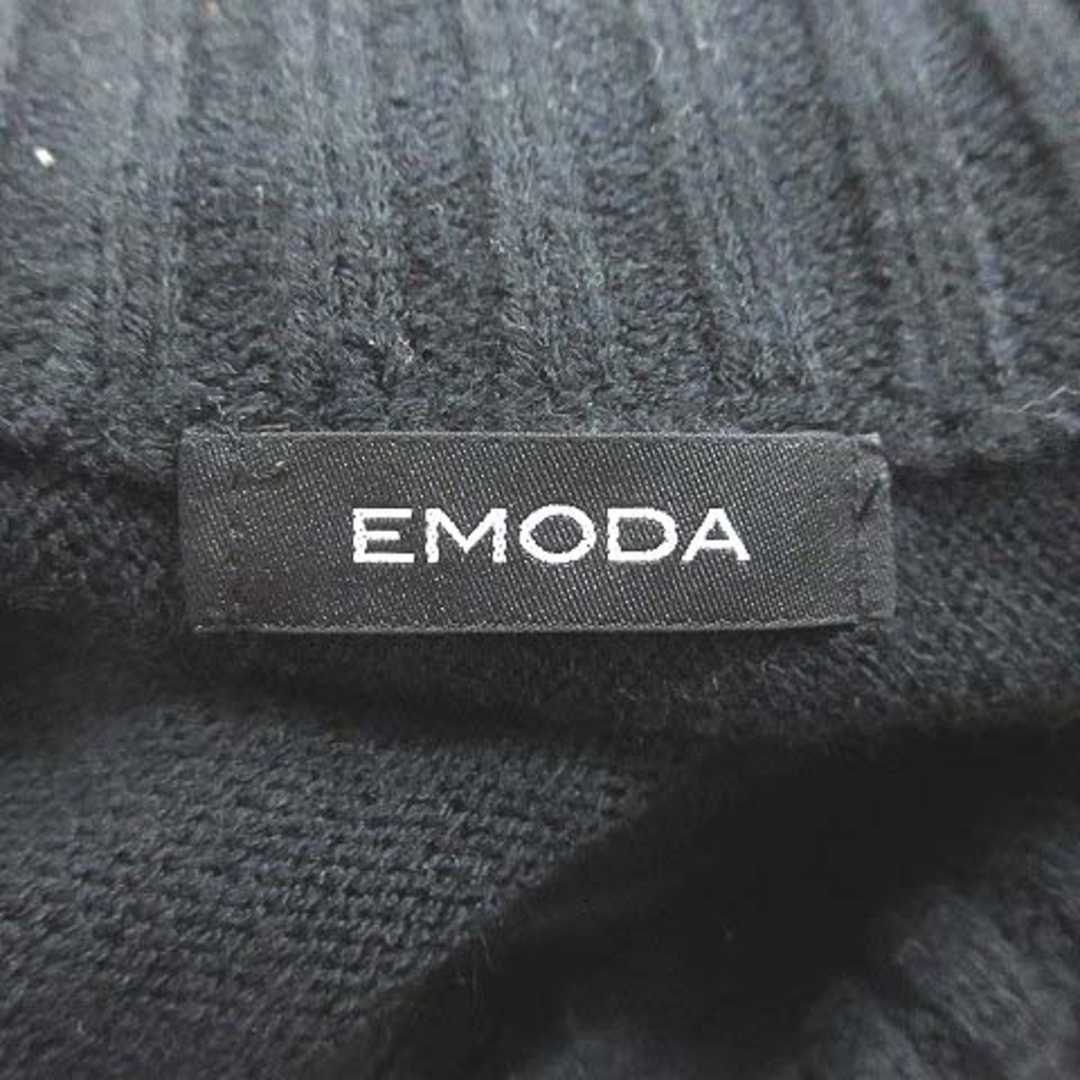 EMODA(エモダ)のエモダ ニットカーディガン 長袖 ドルマンスリーブ ハイネック 切替 F 黒 レディースのトップス(カーディガン)の商品写真
