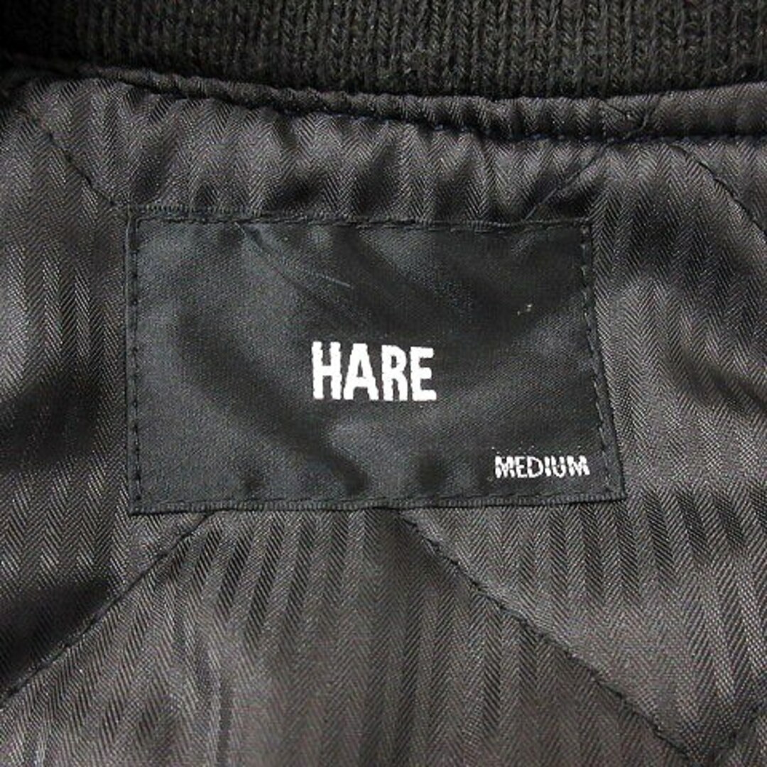 HARE(ハレ)のハレ 中綿ジャケット ブルゾン 切替 フェイクレザー ウール M 紺 黒 メンズのジャケット/アウター(ブルゾン)の商品写真