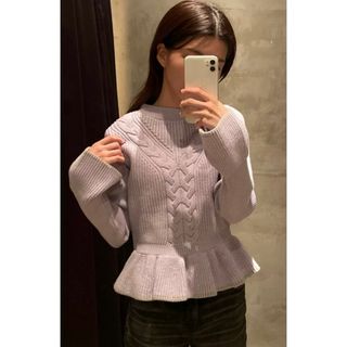 マウジー(moussy)のMOUSSY BICOLOR PEPLUM ニット パープル(ニット/セーター)