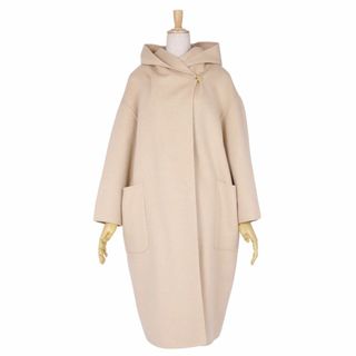 マックスマーラ(Max Mara)の極美品 マックスマーラ Max Mara コート 白タグ フード付き ロングコート フーディー cucito a mano キャメル100％ ダブルフェイス アウター レディース イタリア製 JI34 USA0 GB2(S相当) ライトベージュ(その他)