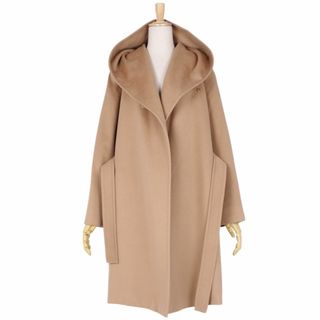 マックスマーラ(Max Mara)の美品 マックスマーラ Max Mara STUDIO コート フード付き ベルト付き ウール アウター レディース イタリア製 JI36 USA2 GB4(S相当) ブラウン(その他)