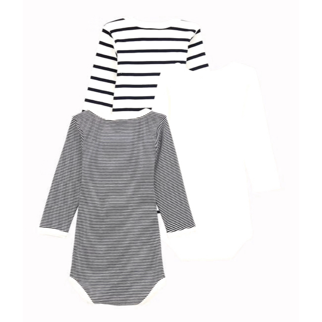 PETIT BATEAU(プチバトー)の新品 プチバトー 長袖 ボディ３枚組 マリニエール ミラレ 24m キッズ/ベビー/マタニティのベビー服(~85cm)(肌着/下着)の商品写真