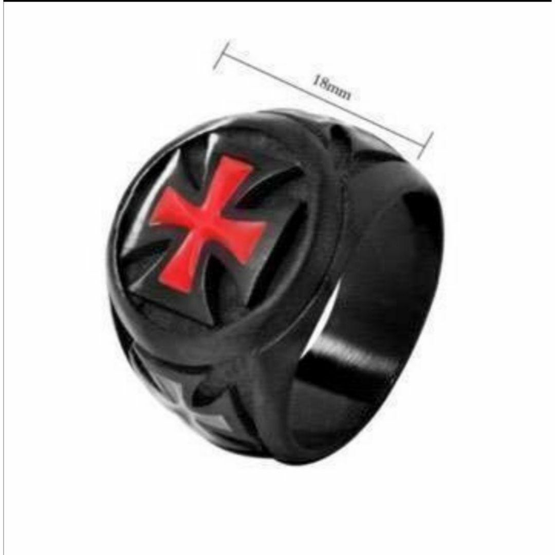 【R125】リング メンズ ブラック レッド 十字架 おしゃれ 指輪 18号 メンズのアクセサリー(リング(指輪))の商品写真
