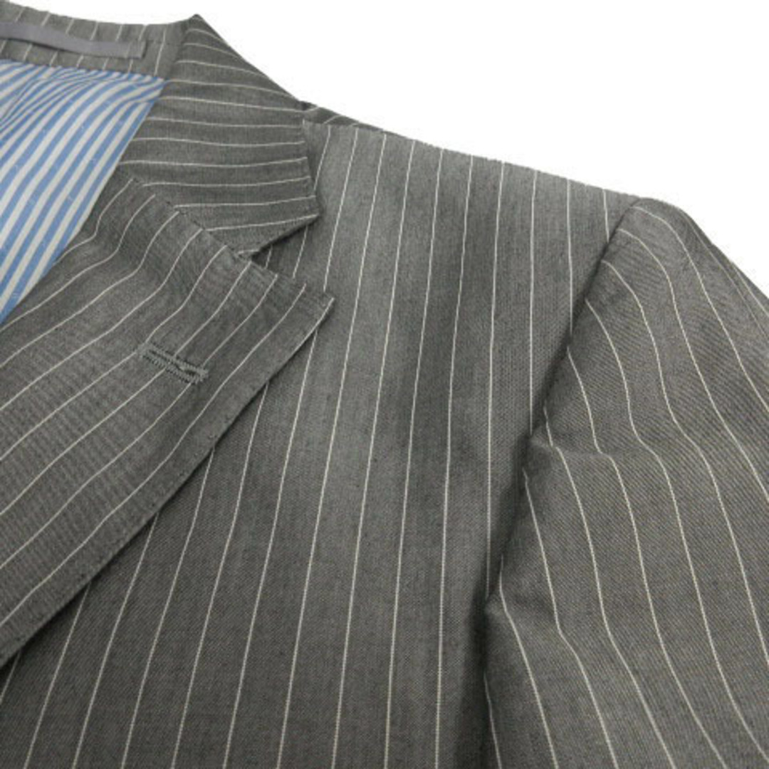 other(アザー)のZERBINO スーツ 半光沢 シルク混 ストライプ グレー 白 サイズ44相当 メンズのスーツ(スーツジャケット)の商品写真