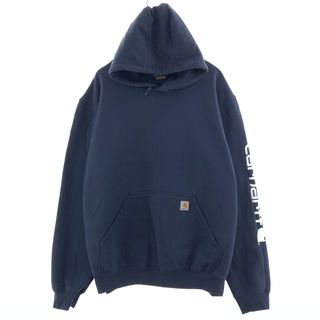 カーハート(carhartt)の古着 カーハート Carhartt ORIGINAL FIT 袖プリント スウェットプルオーバーパーカー メンズXXL /taa002782(スウェット)