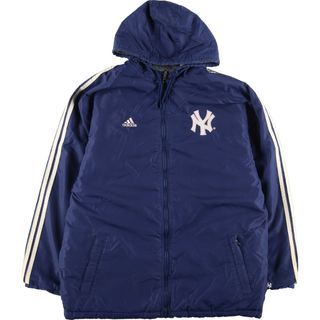 アディダス(adidas)の古着 90年代 アディダス adidas MLB NEW YORK YANKEES ニューヨークヤンキース リバーシブル 中綿入り ナイロン×スウェットパーカー メンズM ヴィンテージ /evb003109(ナイロンジャケット)