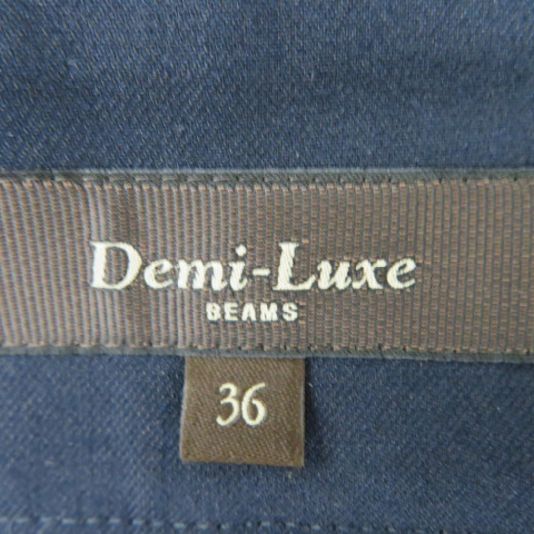 Demi-Luxe BEAMS(デミルクスビームス)のデミルクス ビームス フレアスカート ミモレ丈 フリンジ 無地 36 紺 レディースのスカート(ひざ丈スカート)の商品写真