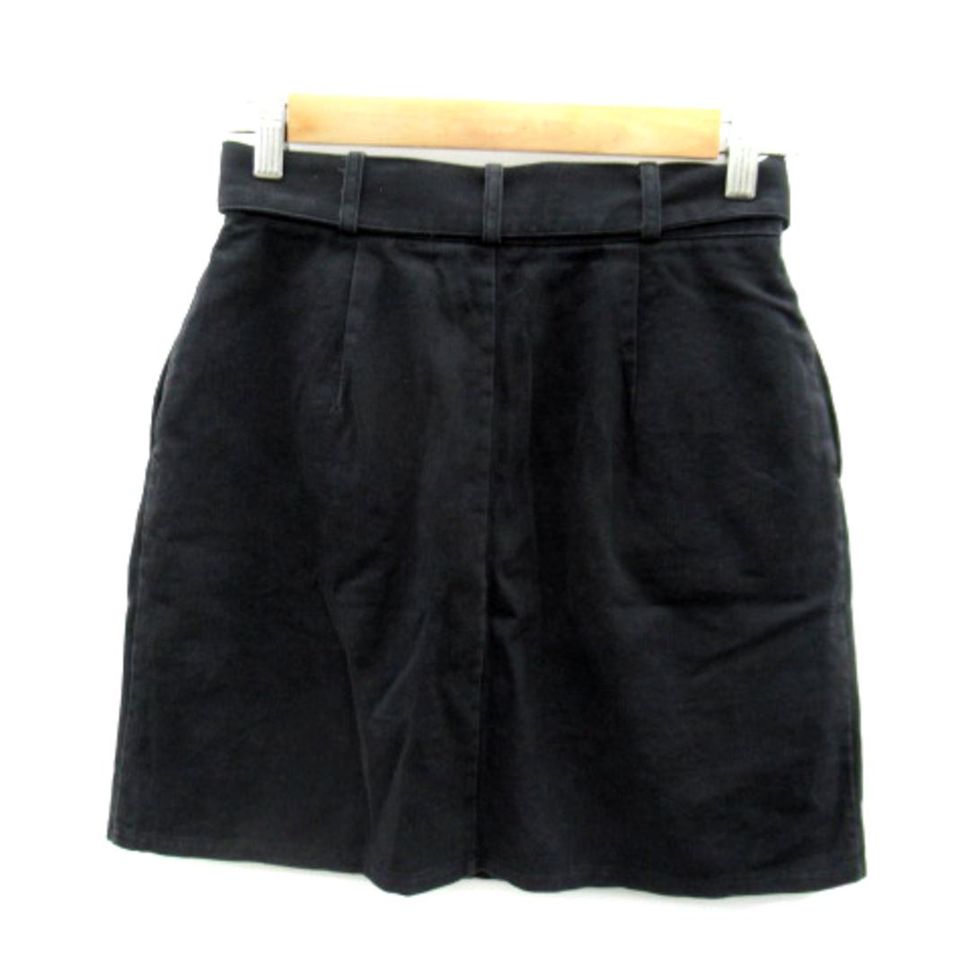 EMODA(エモダ)のエモダ EMODA 台形スカート ミニ丈 無地 ベルト付き M 黒 ブラック レディースのスカート(ミニスカート)の商品写真