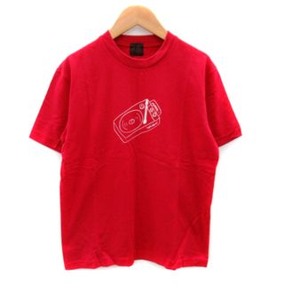 タケオキクチ(TAKEO KIKUCHI)のタケオキクチ Tシャツ カットソー 半袖 クルーネック プリント 2 赤 レッド(Tシャツ/カットソー(半袖/袖なし))