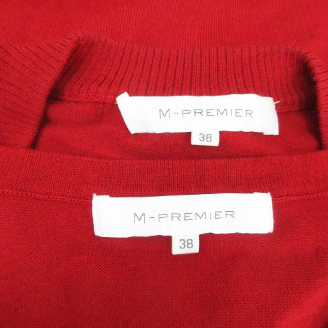 M-premier(エムプルミエ)のエムプルミエ アンサンブルニット カーディガン カットソー 半袖 無地 38 赤 レディースのトップス(アンサンブル)の商品写真