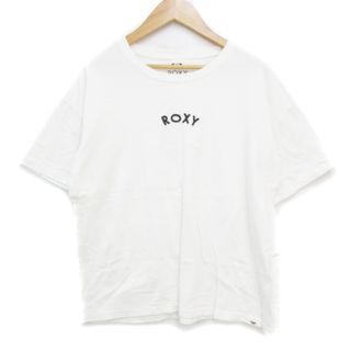 ロキシー(Roxy)のロキシー Tシャツ カットソー 半袖 ラウンドネック ロゴ刺繡 M 白 黒(Tシャツ(半袖/袖なし))