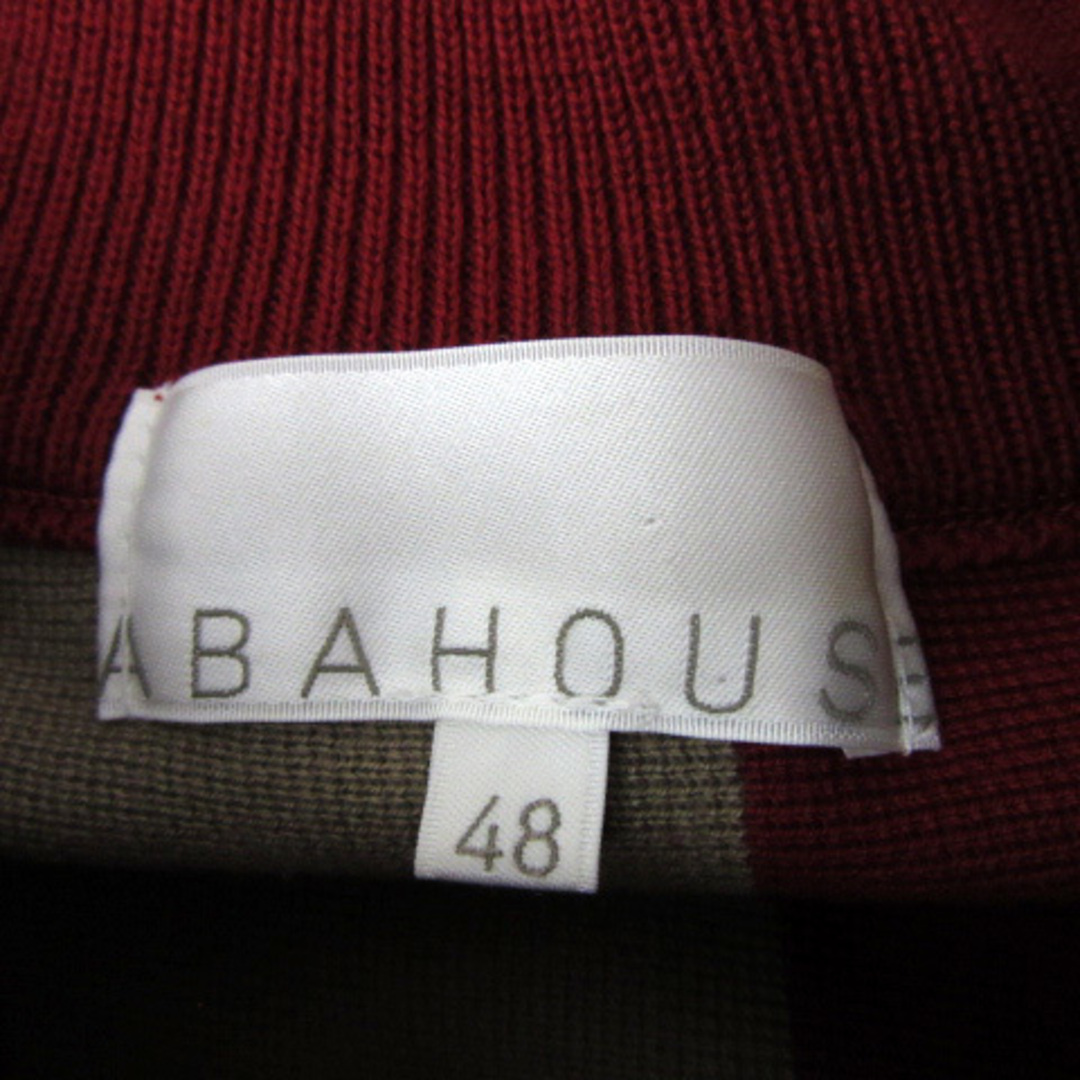 ABAHOUSE(アバハウス)のアバハウス ニット セーター 長袖 ストライプ柄 48 ベージュ 赤 メンズのトップス(ニット/セーター)の商品写真