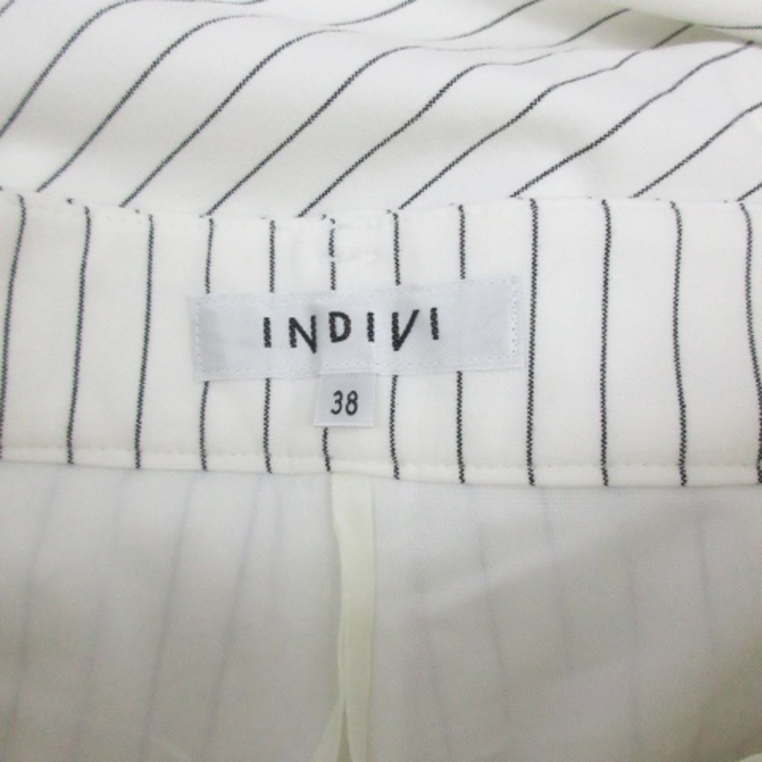 INDIVI(インディヴィ)のインディヴィ テーパードパンツ ロング丈 ストライプ柄 38 ホワイト 白 レディースのパンツ(その他)の商品写真