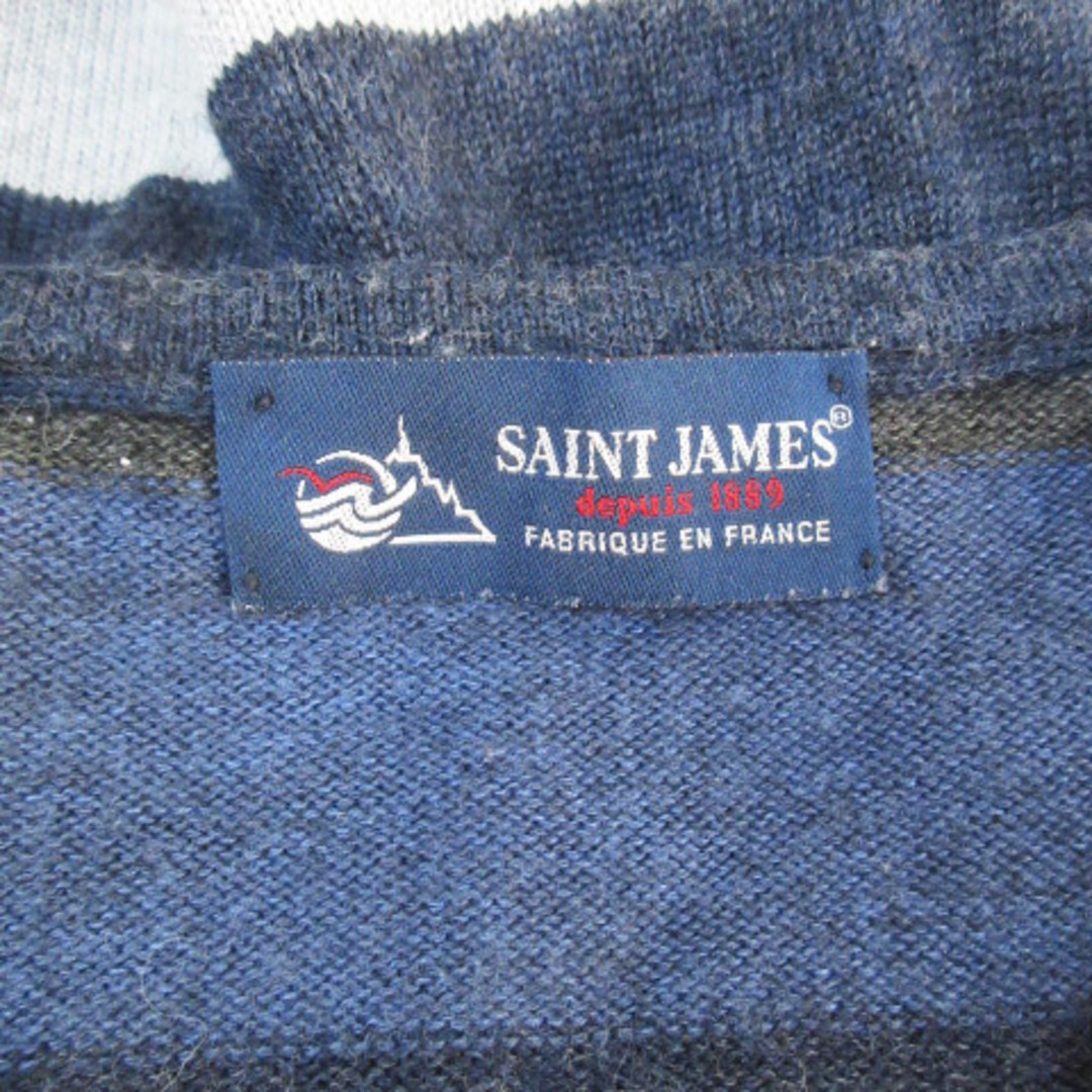 SAINT JAMES(セントジェームス)のセントジェームス ニット セーター 長袖 Vネック ボーダー柄 紺 杢グレー レディースのトップス(ニット/セーター)の商品写真