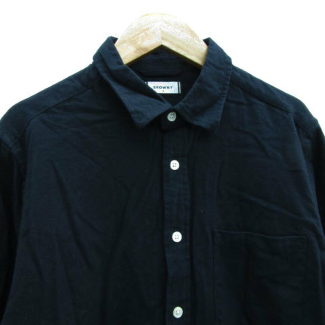 BROWNY(ブラウニー)のブラウニー BROWNY カジュアルシャツ 長袖 M ネイビー 紺 メンズのトップス(シャツ)の商品写真
