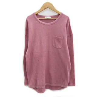 ザショップティーケー(THE SHOP TK)のザショップティーケー Tシャツ カットソー 長袖 ラウンドネック L ピンク(Tシャツ/カットソー(七分/長袖))