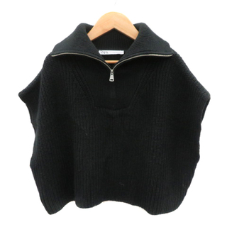 ザラ(ZARA)のザラ ニット セーター 半袖 ハーフジップ オープンカラー 無地 オーバーサイズ(ニット/セーター)