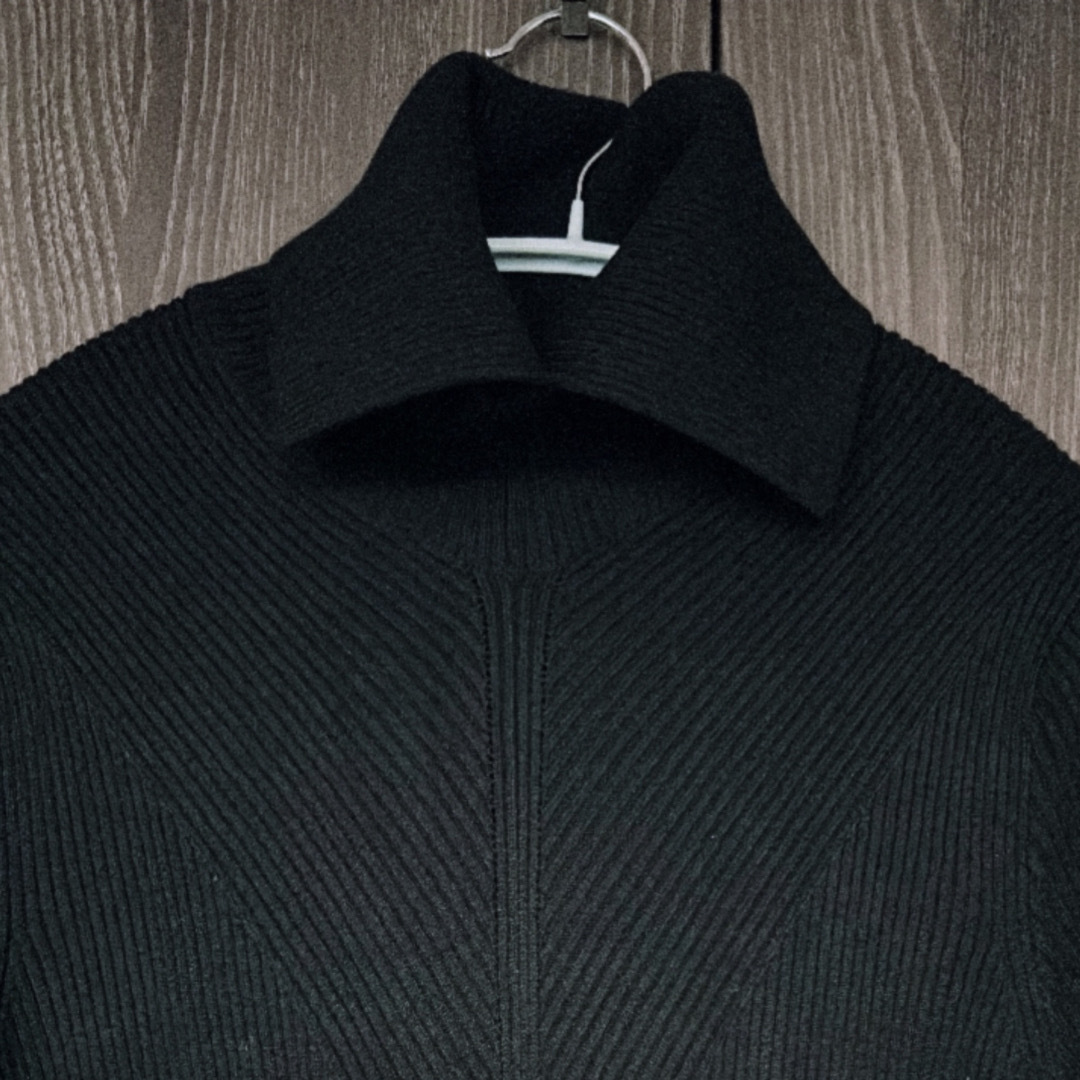 RIM.ARK(リムアーク)のリムアークHigh collar flare knit OP BLK  レディースのワンピース(ロングワンピース/マキシワンピース)の商品写真