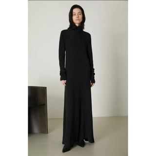 リムアーク(RIM.ARK)のリムアークHigh collar flare knit OP BLK (ロングワンピース/マキシワンピース)