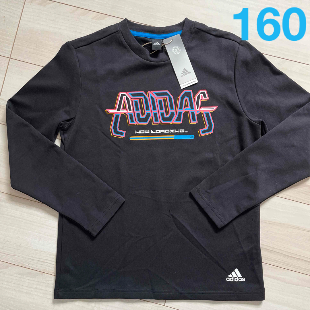 adidas(アディダス)の新品　アディダス  長袖　Tシャツ　ロンT  160   ブラック キッズ/ベビー/マタニティのキッズ服男の子用(90cm~)(Tシャツ/カットソー)の商品写真