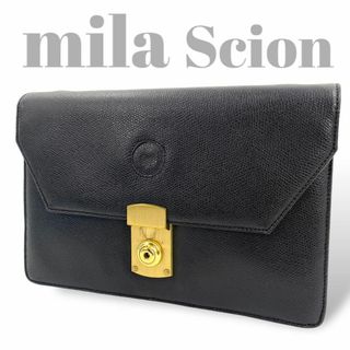 ミラショーン(mila schon)のミラショーン　クラッチ　セカンドバッグ　ゴールド金具　レザー　ブラック(セカンドバッグ/クラッチバッグ)