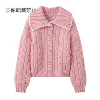 🍪11月新作🍩12991◆pink ケーブル編み ニット カーディガン(カーディガン)