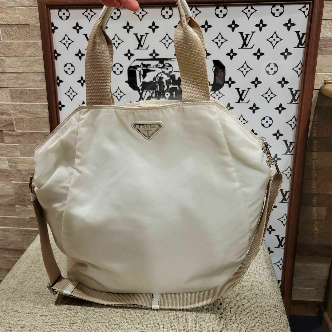 PRADA - PRADA 大きめ トートbag ハンド ショルダーバッグ ベージュ