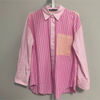 ザラ(ZARA)のZara ピンク　ストライプ　シャツ(シャツ/ブラウス(長袖/七分))