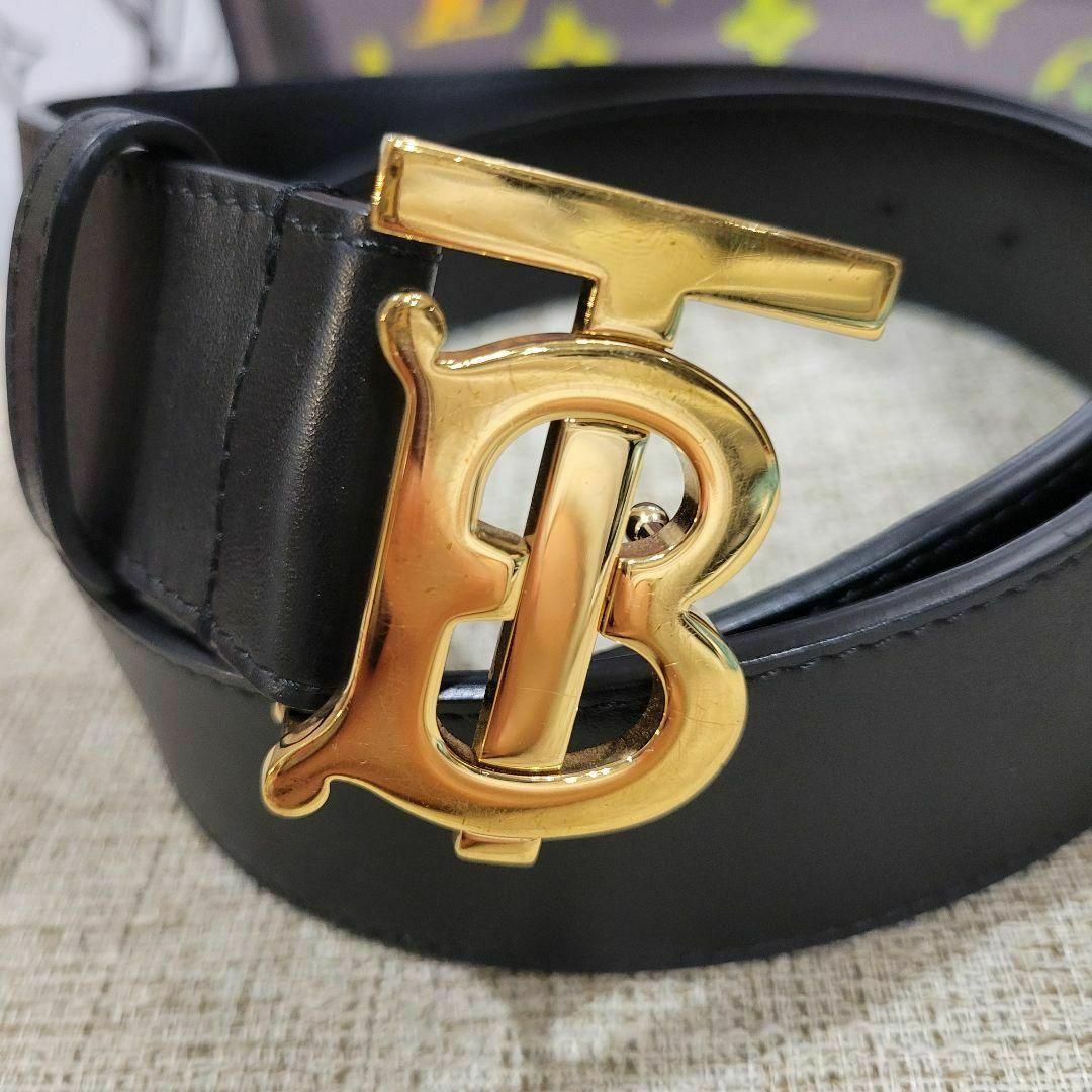 BURBERRY ゴールド×ブラック かっこいい ベルト スーツ パンツ